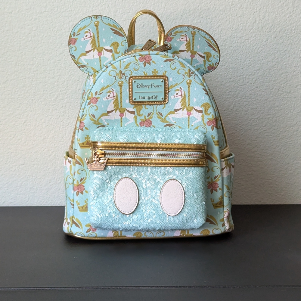 Loungefly Disney Carousel Mini Backpack - Blue and Gold